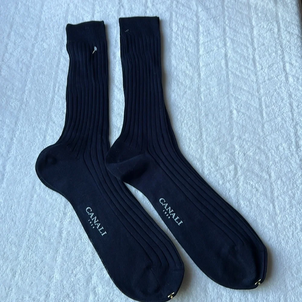 (2) CANALI Black Ribbed Cotton Socks - Picture 5 of 8